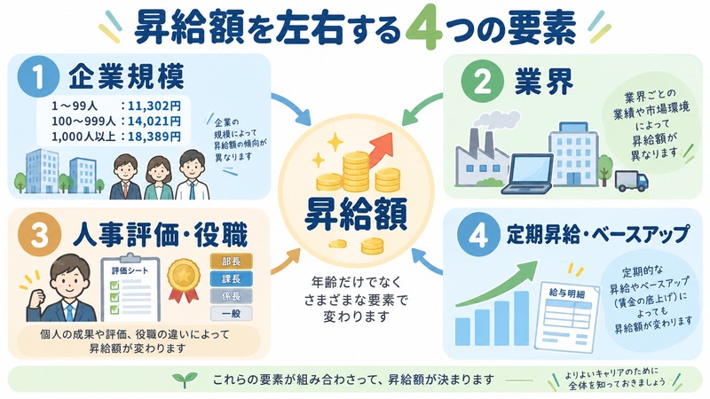 昇給額は年齢以外でも大きく変わる