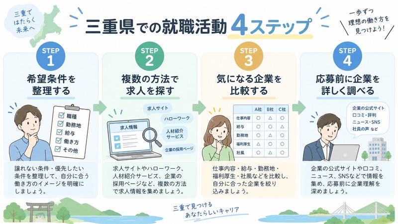 三重県で就職活動を効率よく進める4ステップ